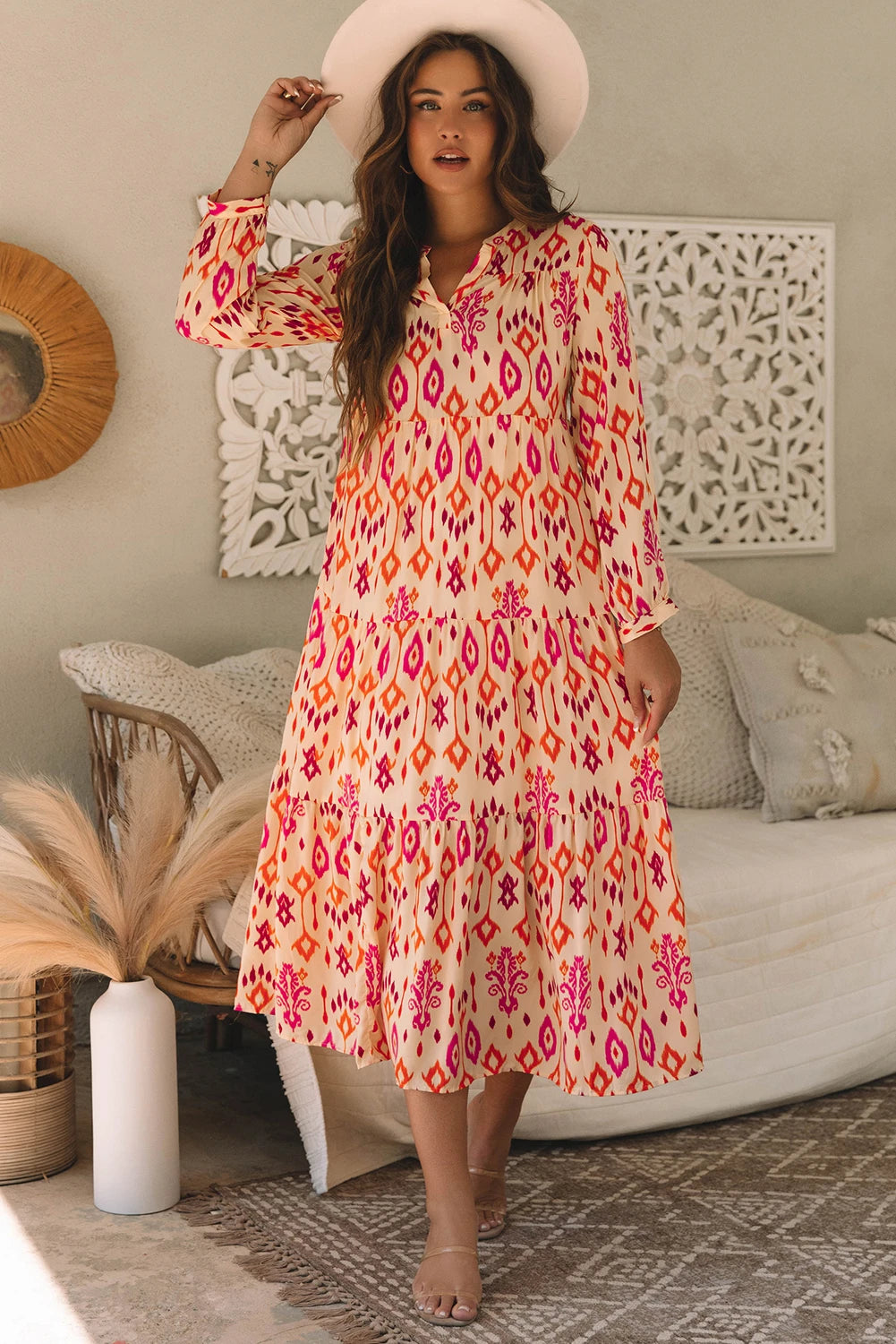 π
Sunset Western Print Maxi Dress