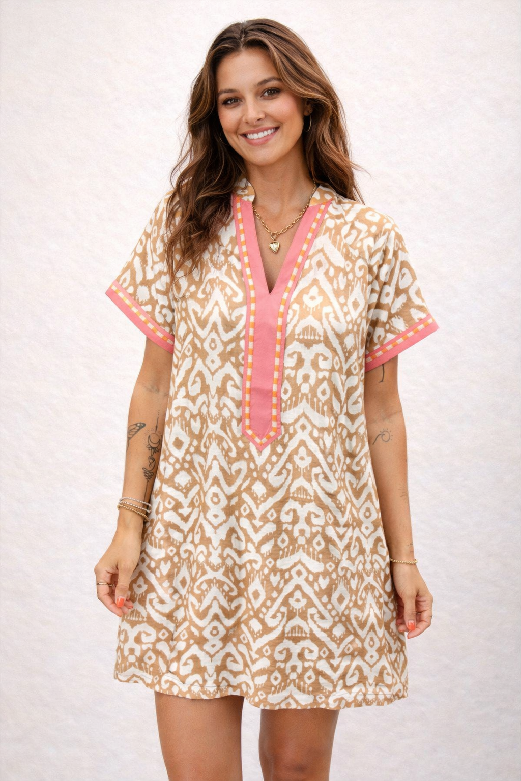 🤠✨ Khaki Western Patchwork Mini Dress