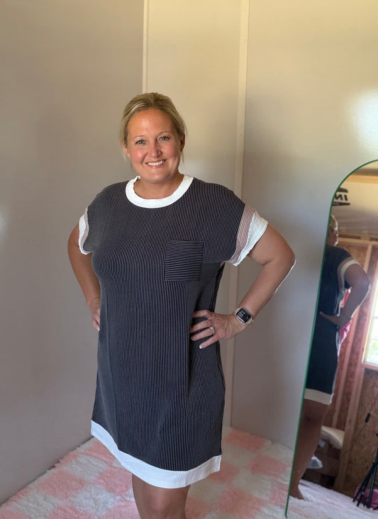 Everyday Edge Ribbed Dress 🖤🩵