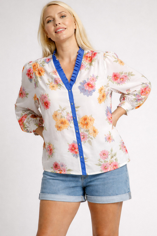 Floral Button-Down Blouse💐