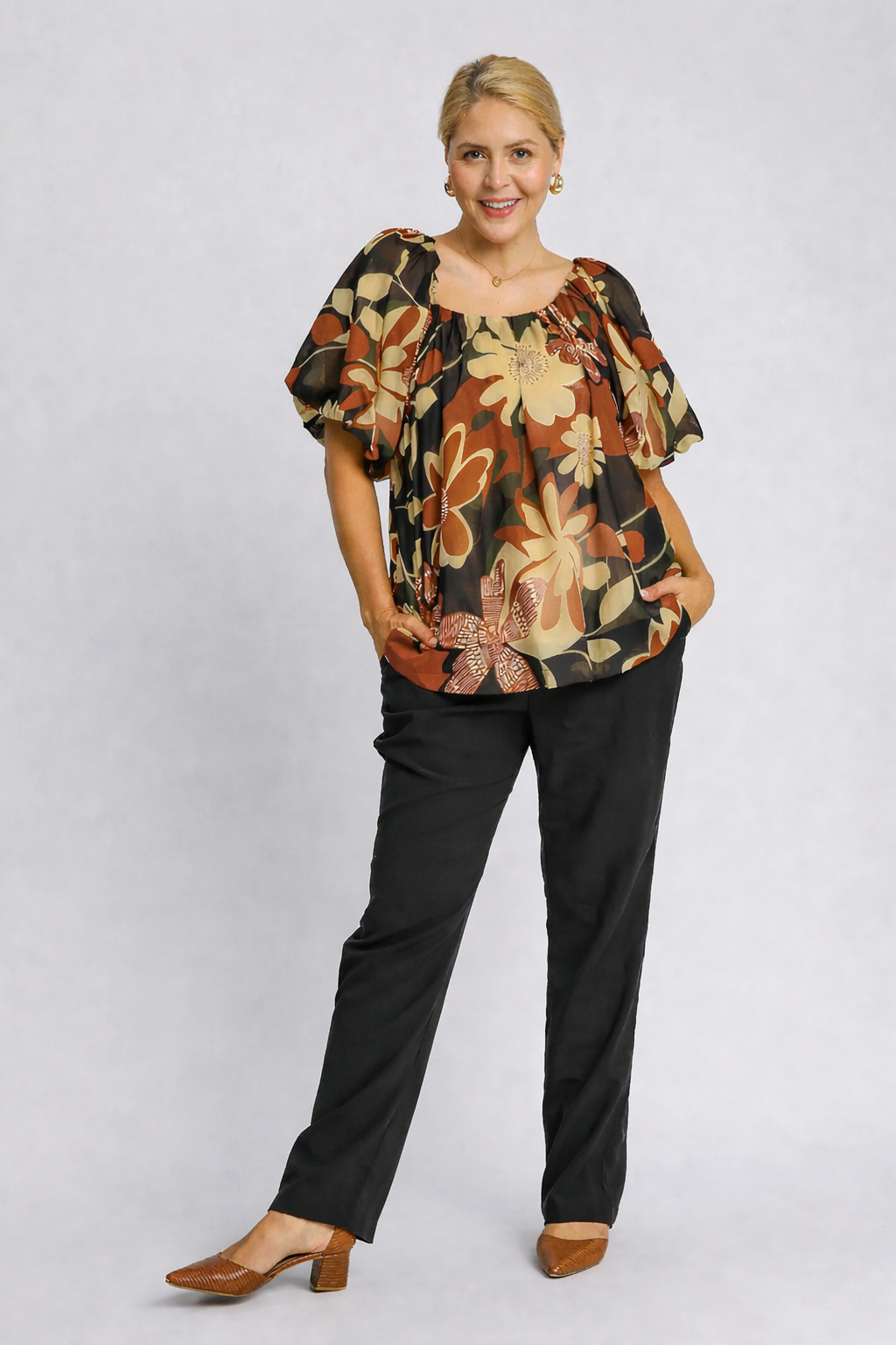 ✨Round Neck Print Top