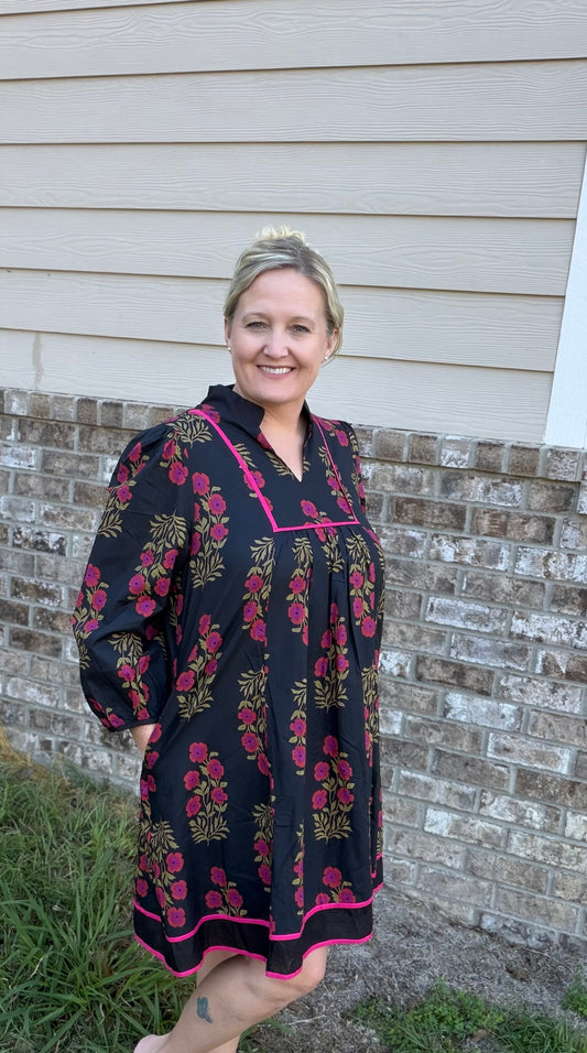 🖤Midnight Garden Floral Babydoll Dress