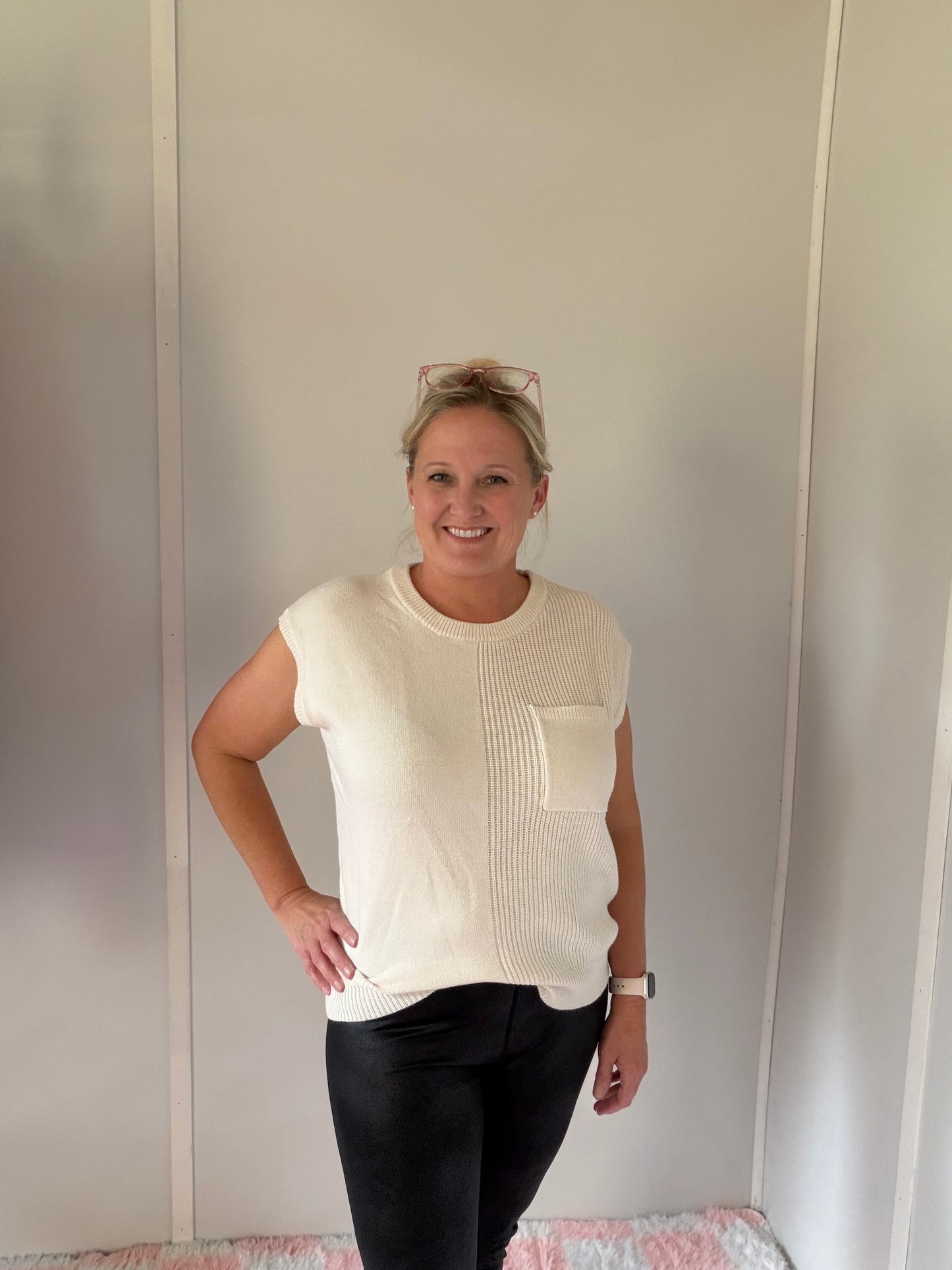 🛍️Everyday Beige Mixed Knit Sweater Top