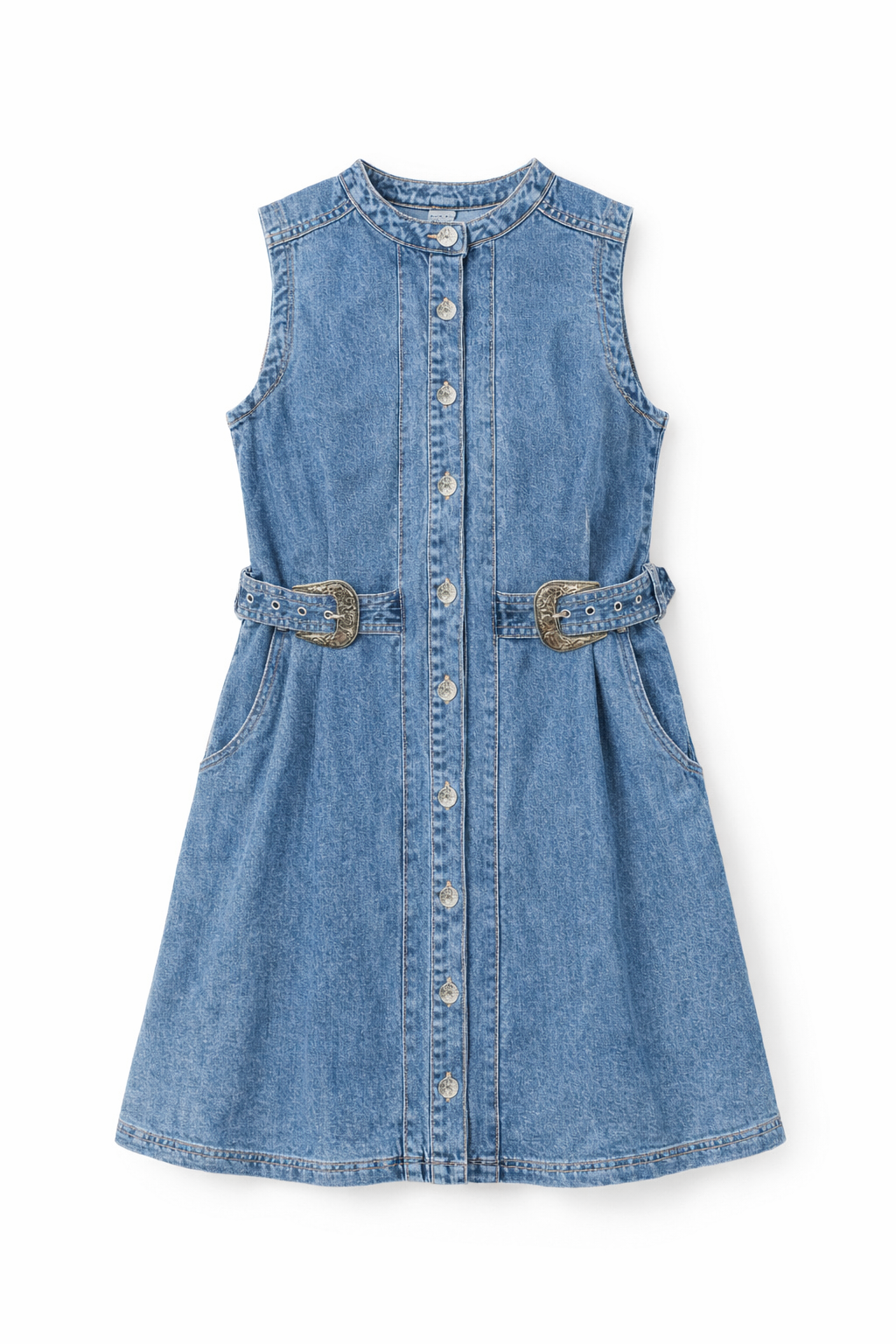 🩶Myosotis Western Belt Denim Dress
