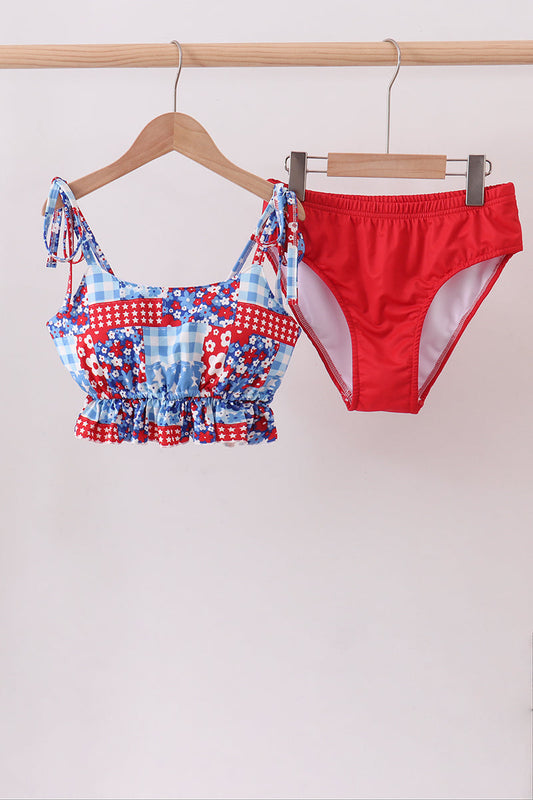 Red Floral 2PC Swimsuit 🌺👶