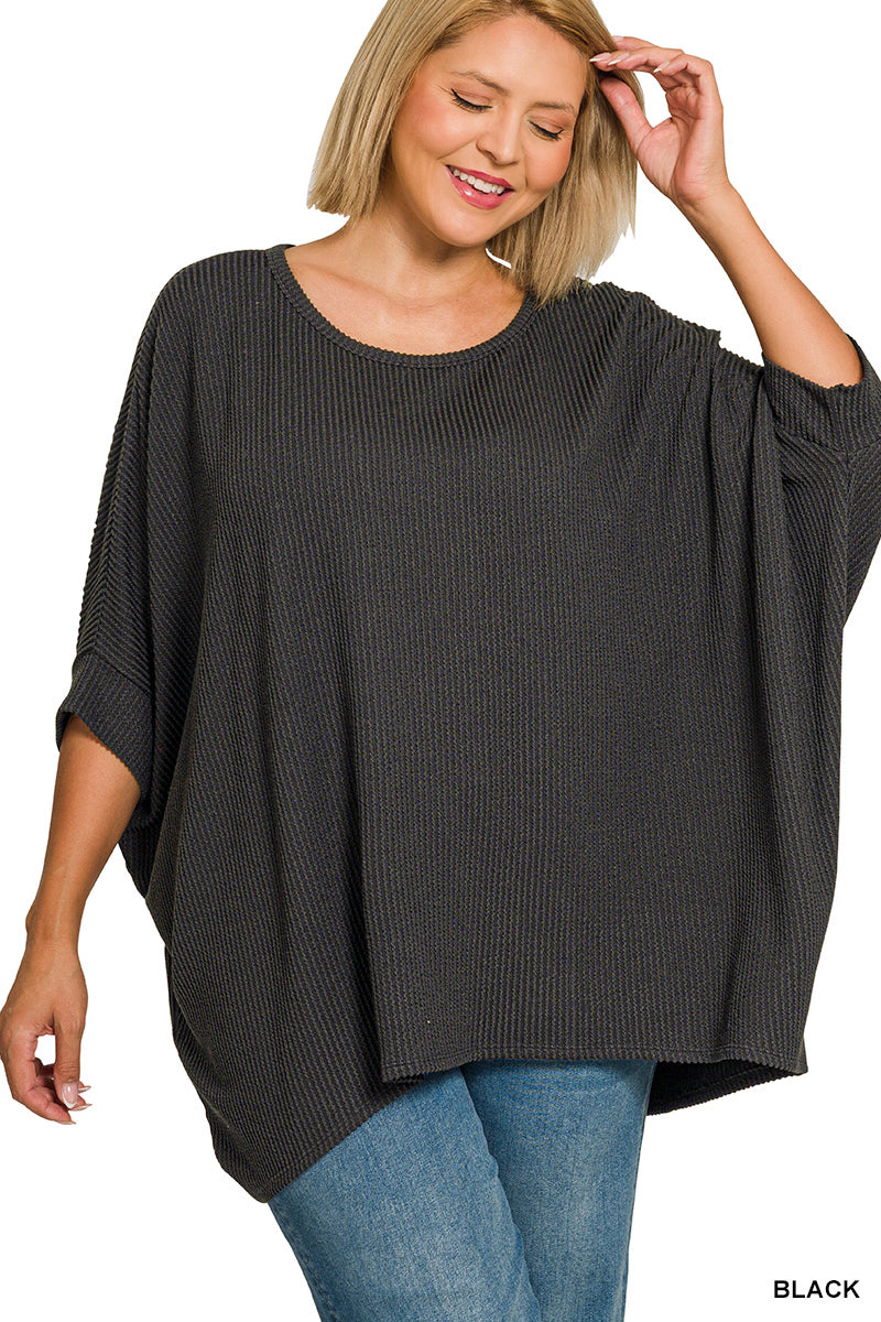 🦋Ribbed Batwing Sleeve Top