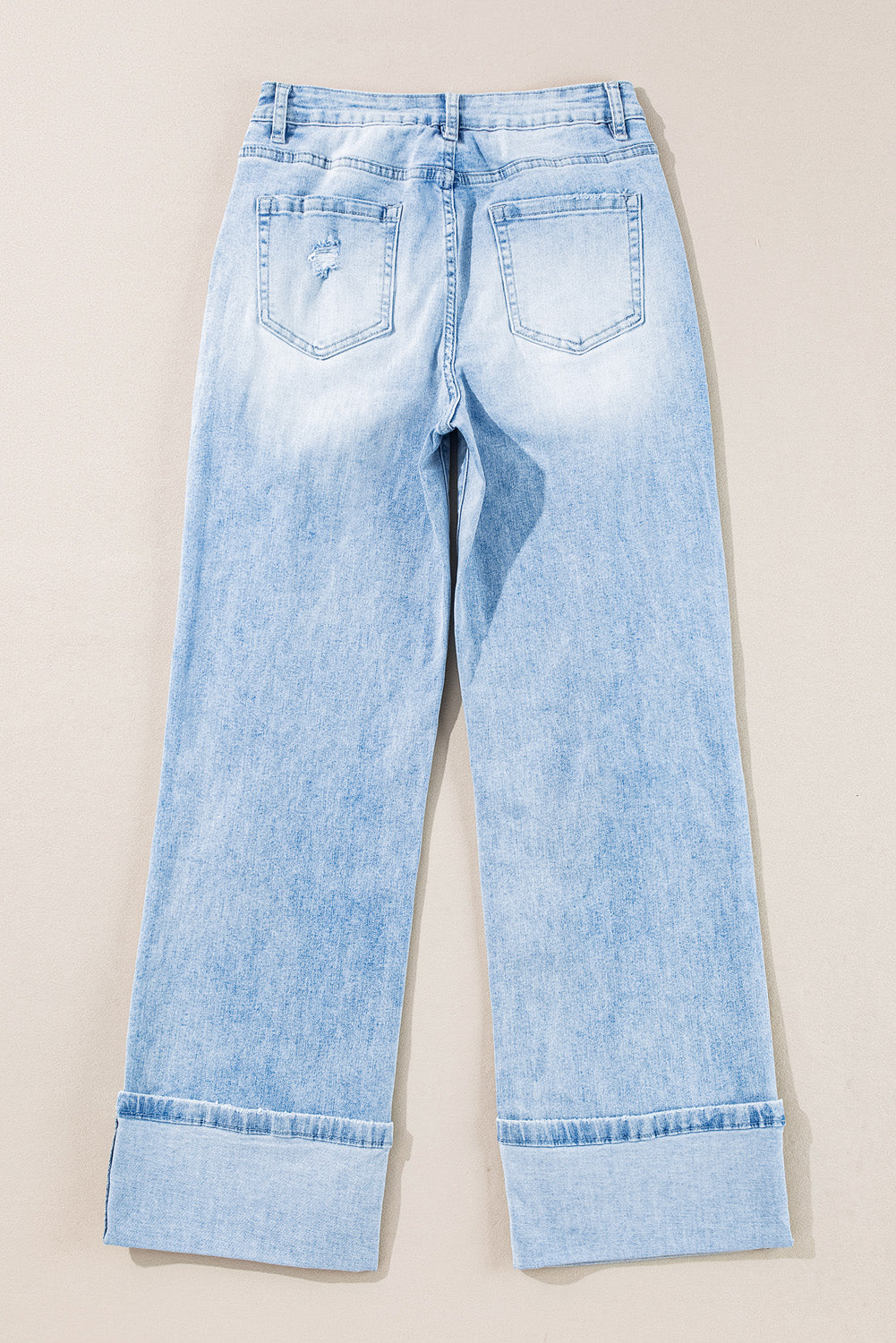 Beau Blue Light Wash Distressed Straight-Leg Denim