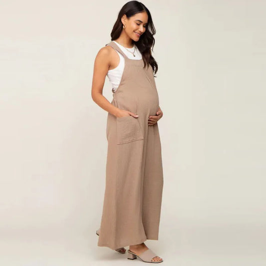 🤎Khaki Wide-Leg Bump-Friendly Jumpsuit