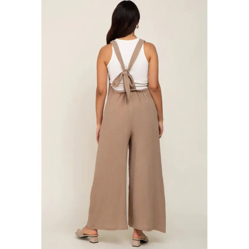🤎Khaki Wide-Leg Bump-Friendly Jumpsuit